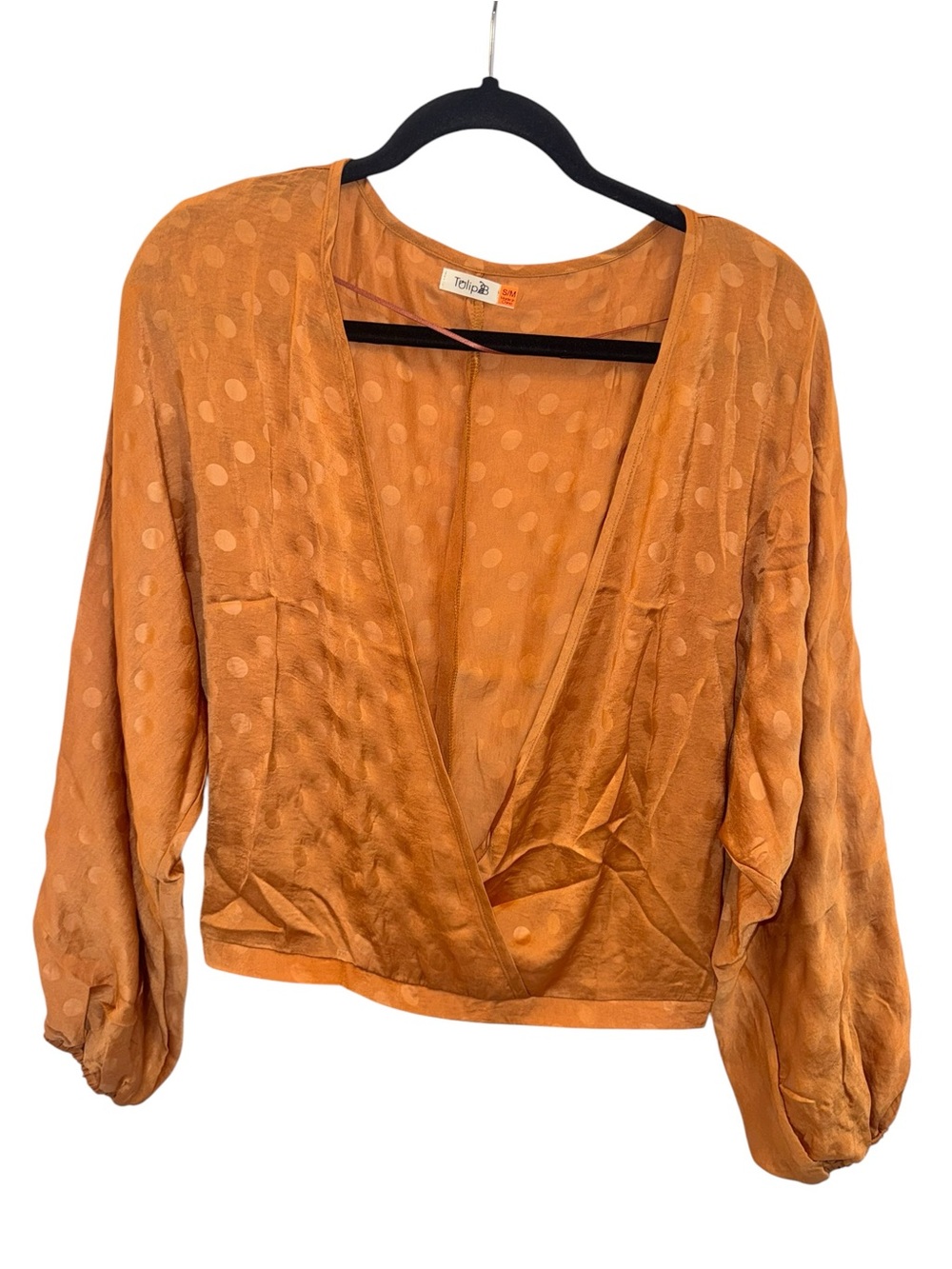 Polka Dot Wrap-Front Blouse in Burnt Orange NWNT
